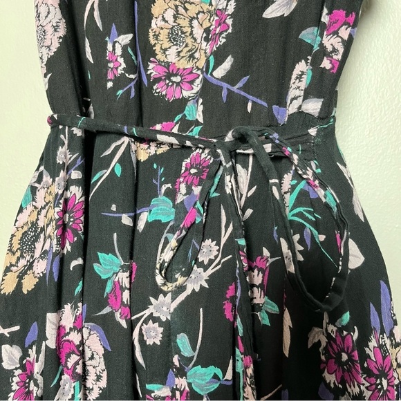 Patrons of Peace Women Maxi Dress Small Black Dark Moody Floral Wrap Tie Waist - Picture 11 of 12
